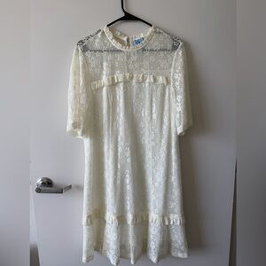 CeCe Cream Lace Midi Dress